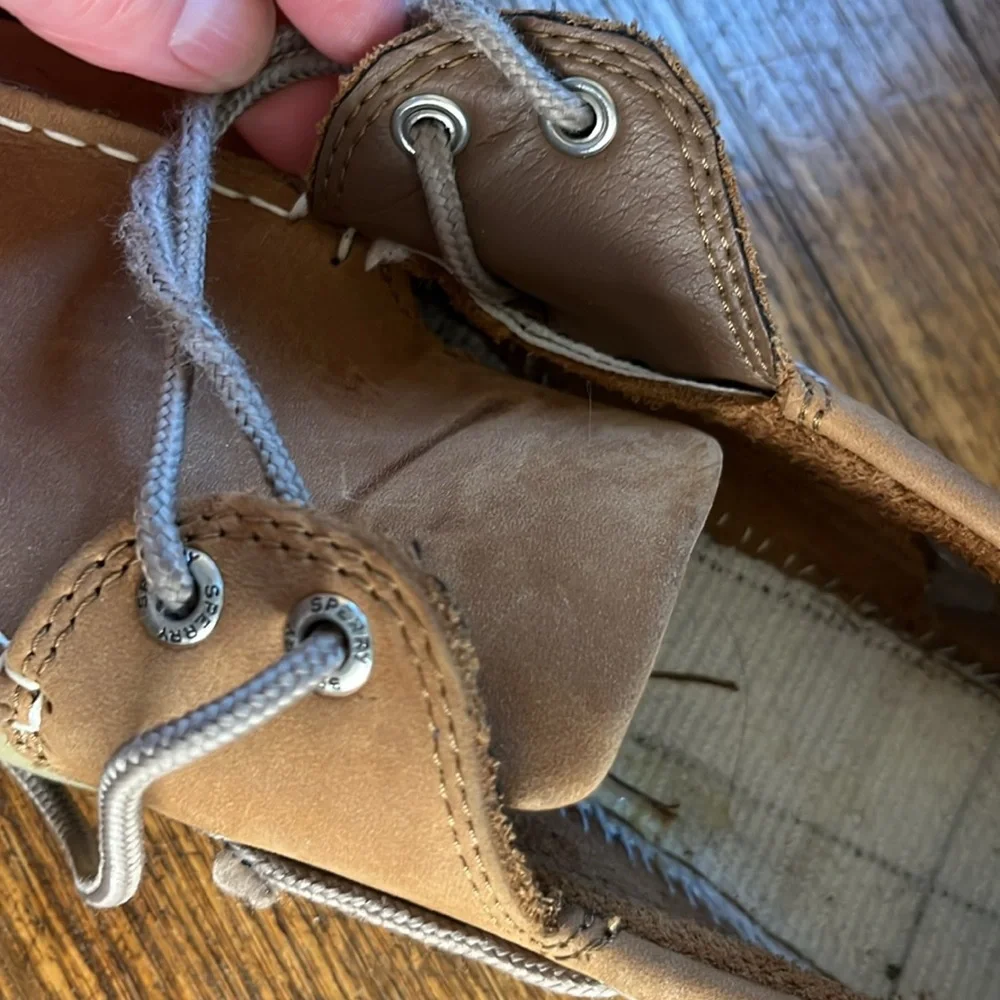 Sperry topsider boat shoes tan leather preppy men’s 8